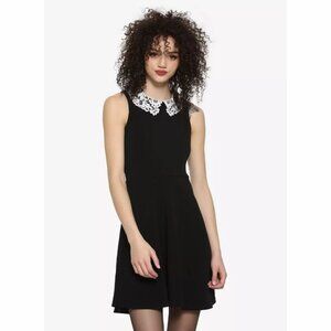 HT Midnight Hour Black Lace Collar Dress  L